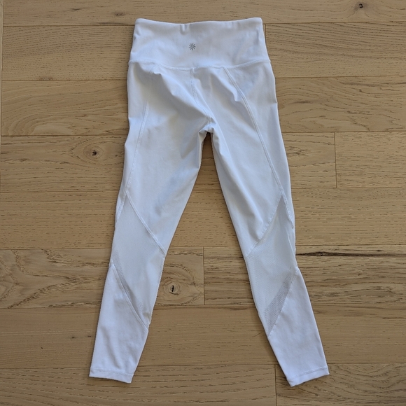 Athleta Eclipse 7/8 Tight White Athletic Leggings Mesh Ventilation Opaque - XS - Picture 3 of 10